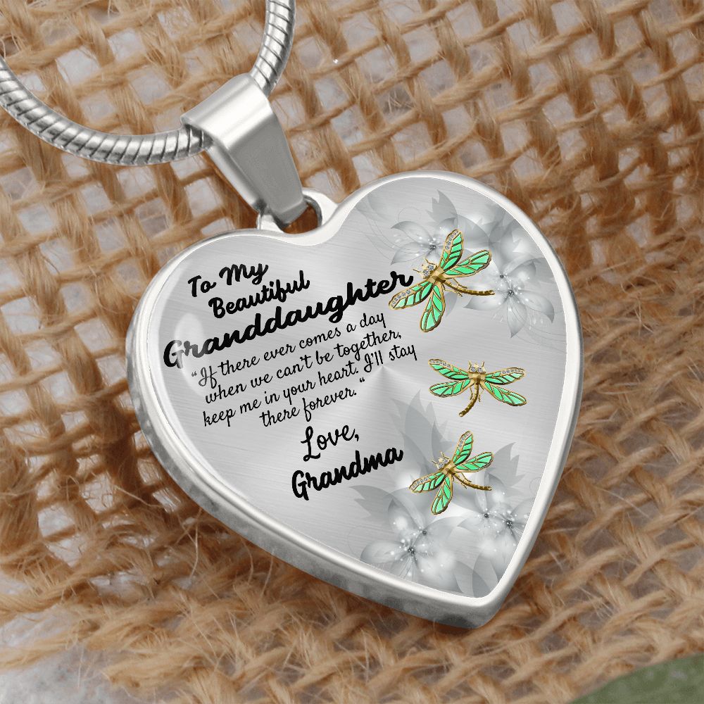 To My Granddaughter Heart Necklace Birthday Gift, Christmas Gift From Grandma