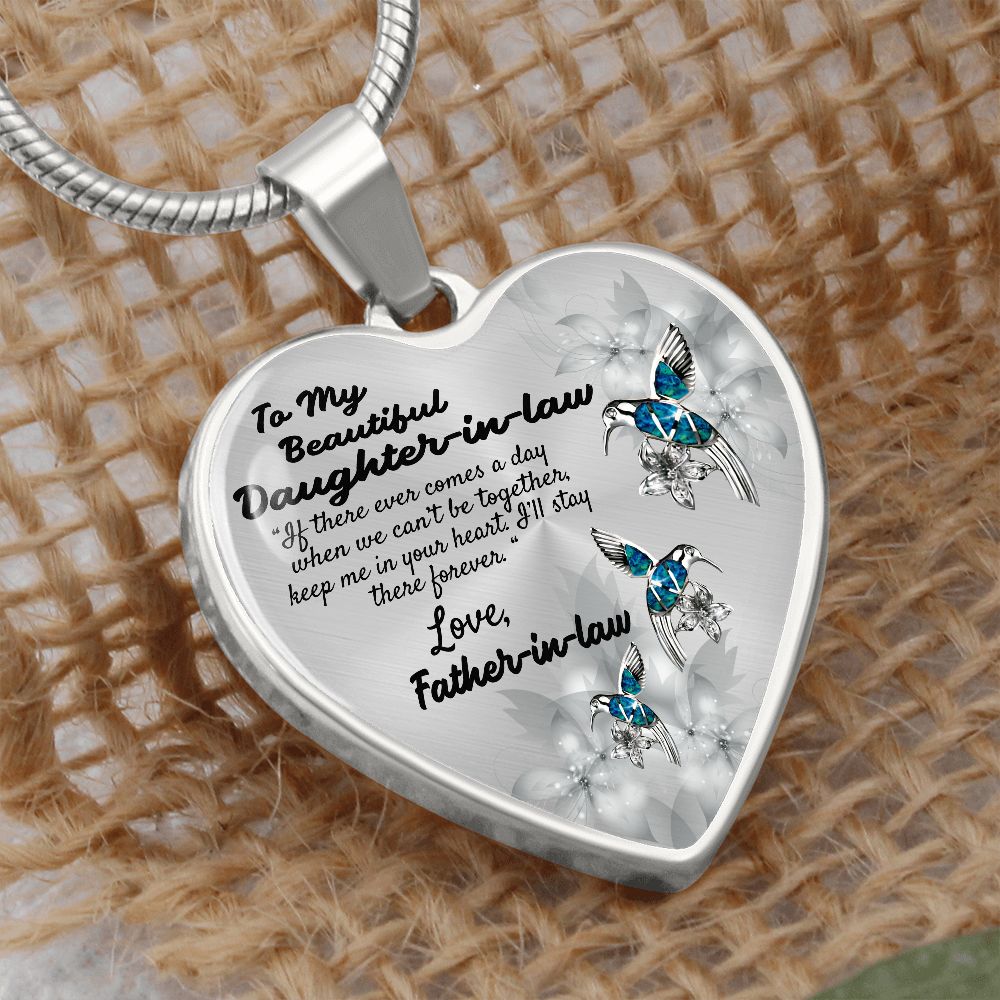 To My Daughter-in-law Heart Necklace Birthday Gift, Christmas Gift From Father-in-law
