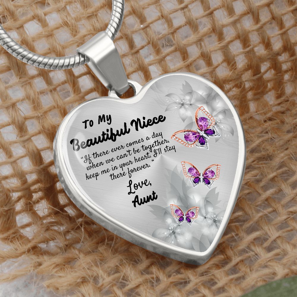 To My Beautiful Niece Heart Necklace Christmas Gift, Birthday Gift From Aunt