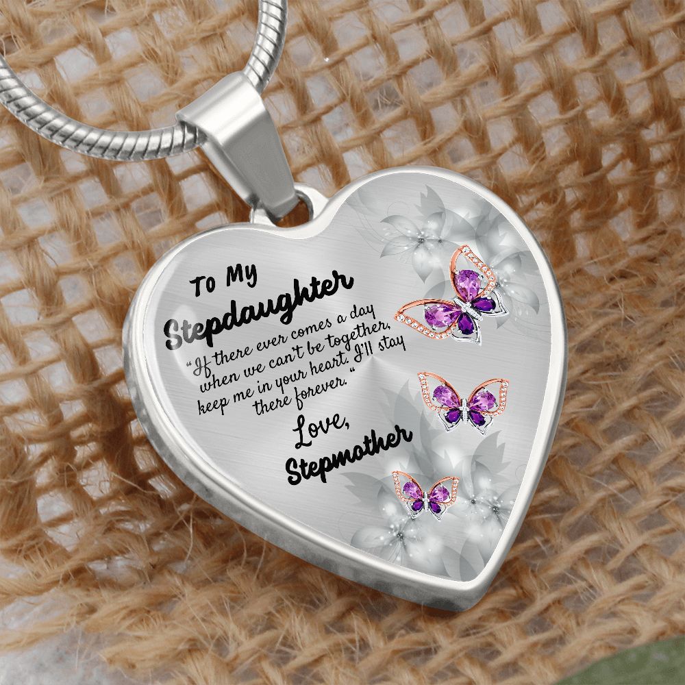 To My Stepdaughter Heart Necklace Christmas Gift, Birthday Gift From Stepmother