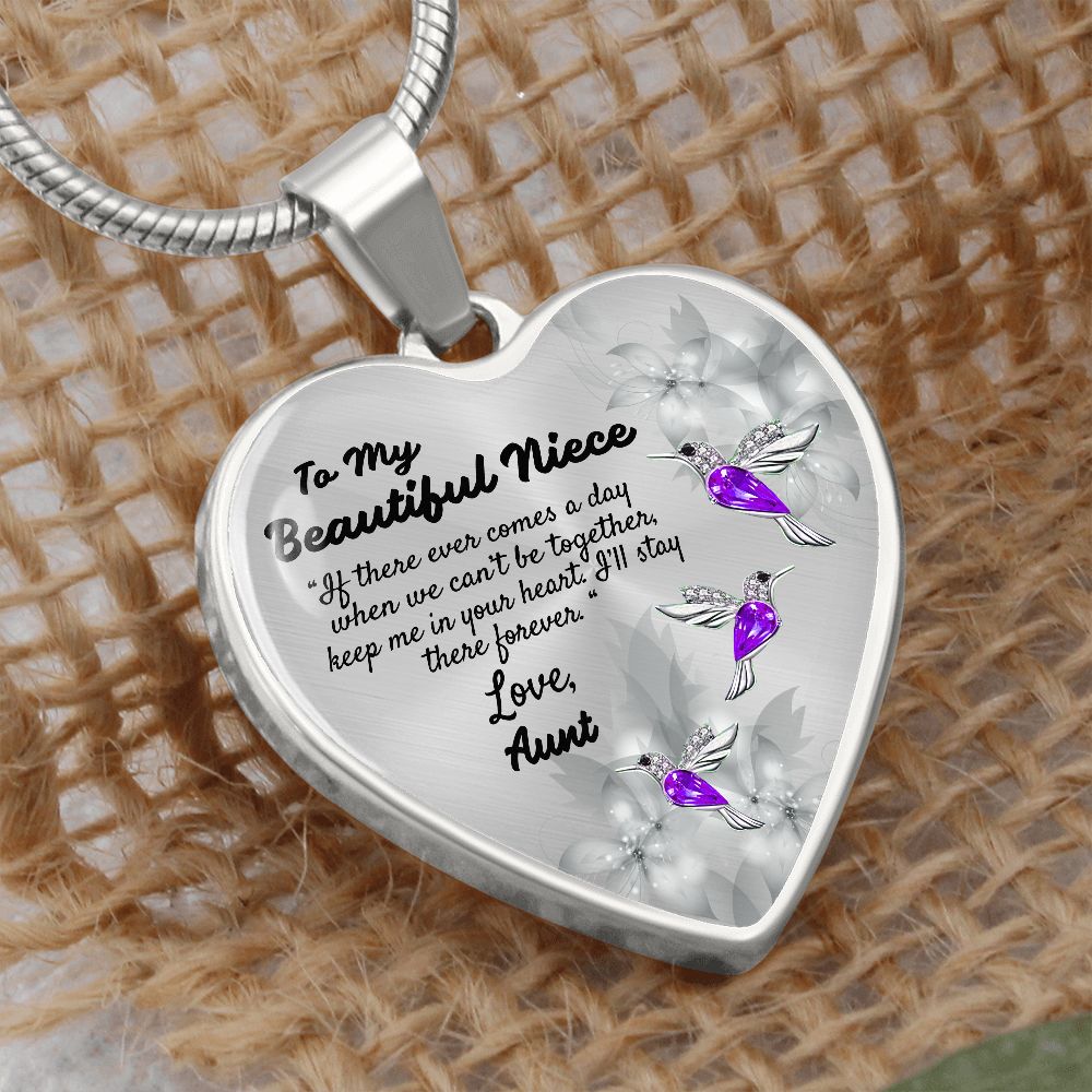 To My Beautiful Niece Heart Necklace Birthday Gift, Christmas Gift From Aunt