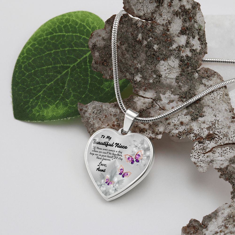 To My Beautiful Niece Heart Necklace Christmas Gift, Birthday Gift From Aunt