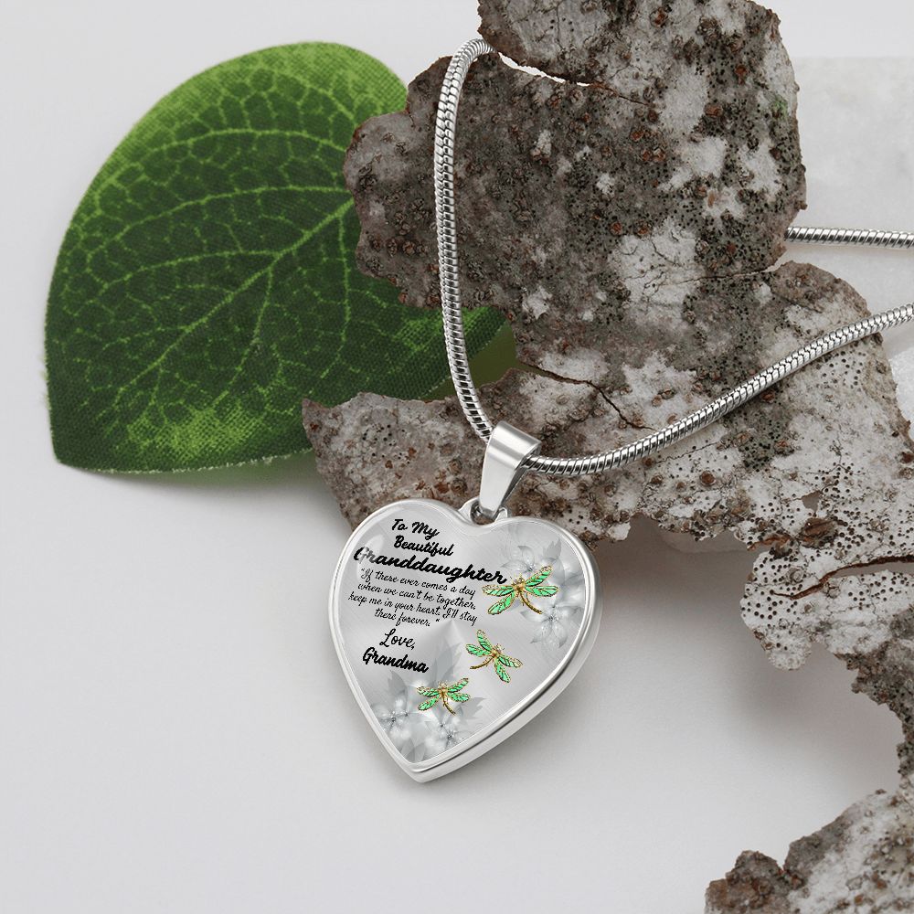 To My Granddaughter Heart Necklace Birthday Gift, Christmas Gift From Grandma