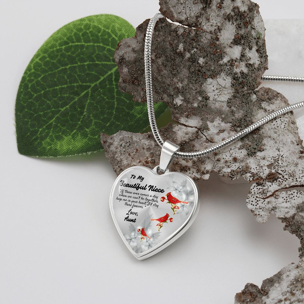 To My Beautiful Niece Heart Necklace Birthday Gift, Christmas Gift From Aunt