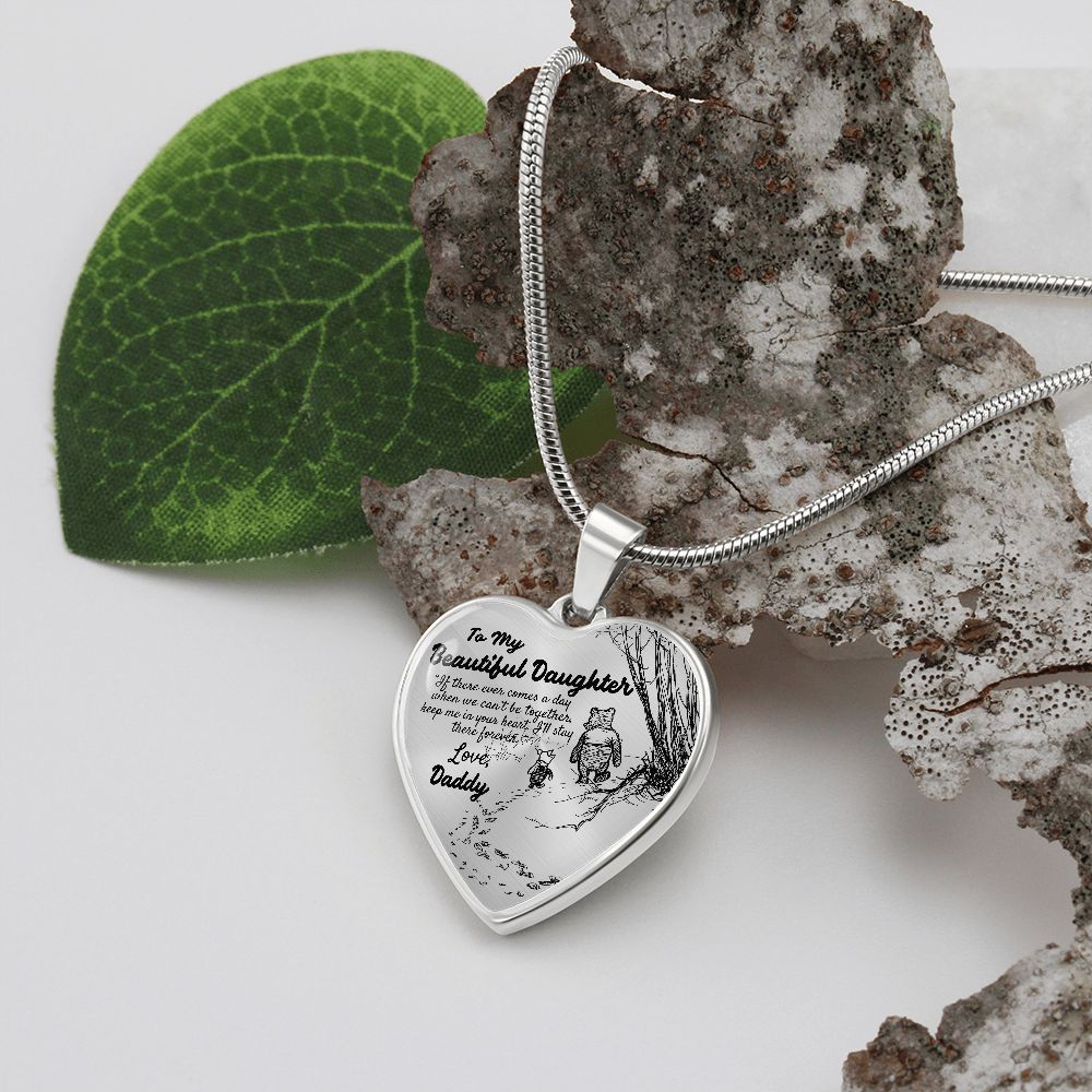 To My Beautiful Daughter Heart Necklace Birthday Gift, Christmas Gift From Daddy