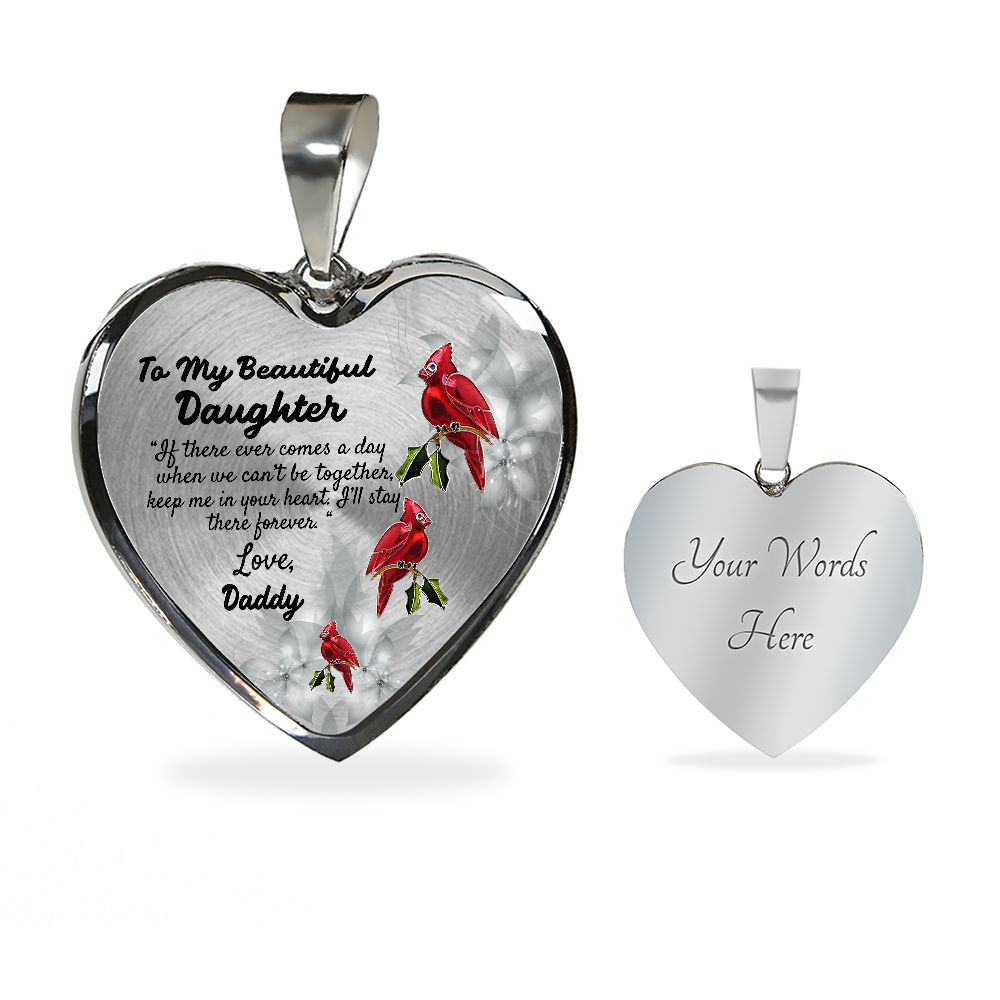 To My Beautiful Daughter Heart Necklace Birthday Gift, Christmas Gift From Daddy