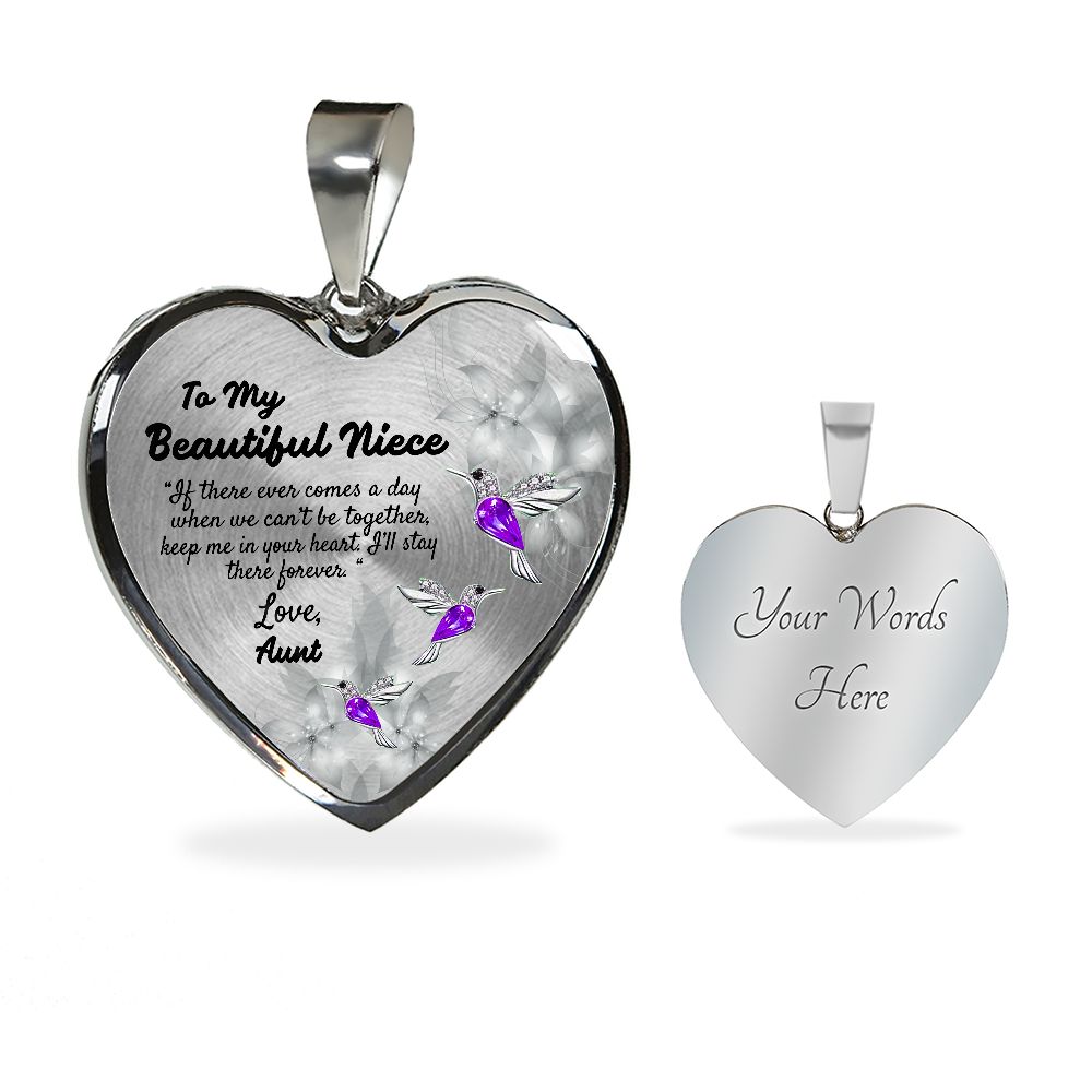 To My Beautiful Niece Heart Necklace Birthday Gift, Christmas Gift From Aunt