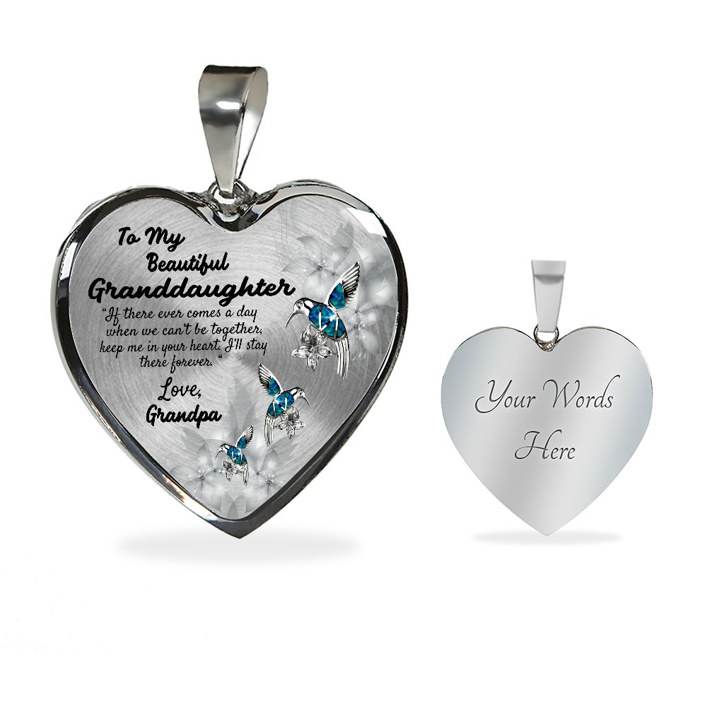 To My Beautiful Granddaughter Heart Necklace Birthday Gift, Christmas Gift From Grandpa
