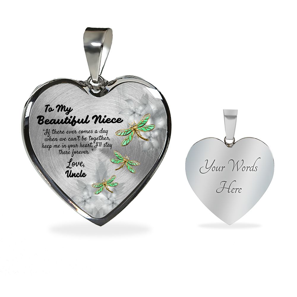 To My Beautiful Niece Heart Necklace Birthday Gift, Christmas Gift From Uncle