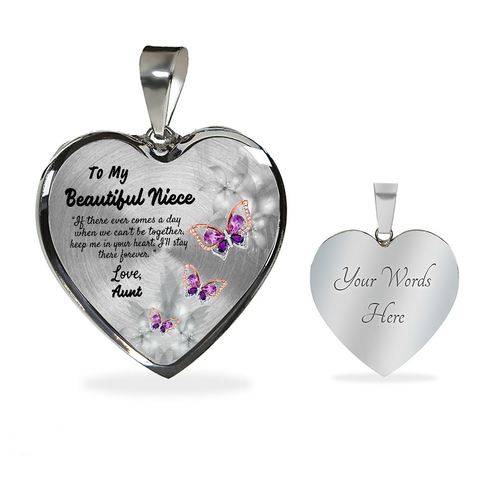 To My Beautiful Niece Heart Necklace Christmas Gift, Birthday Gift From Aunt