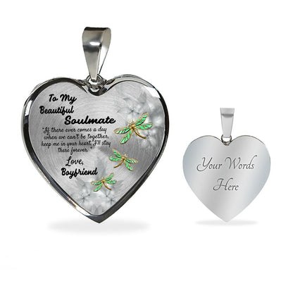 To My Beautiful Soulmate Heart Necklace Birthday Gift, Christmas Gift From Boyfriend