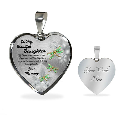 To My Beautiful Daughter Heart Necklace Birthday Gift, Christmas Gift From Mommy