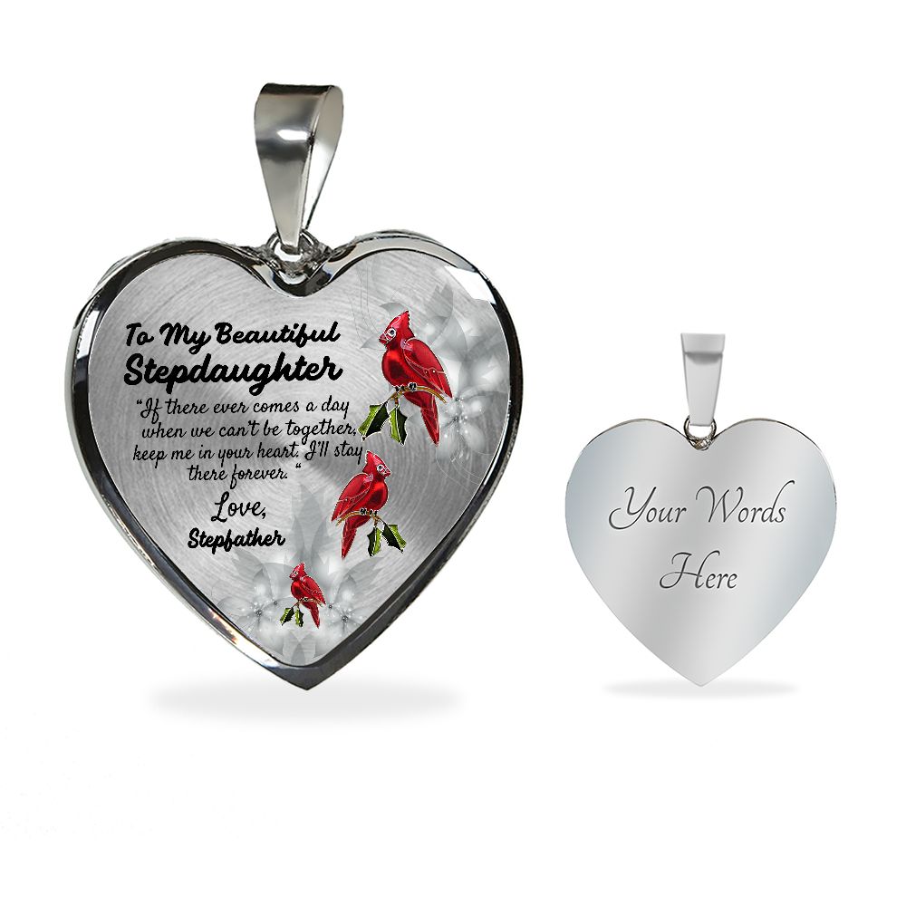 To My Beautiful Stepdaughter Heart Necklace Birthday Gift, Christmas Gift From Stepfather