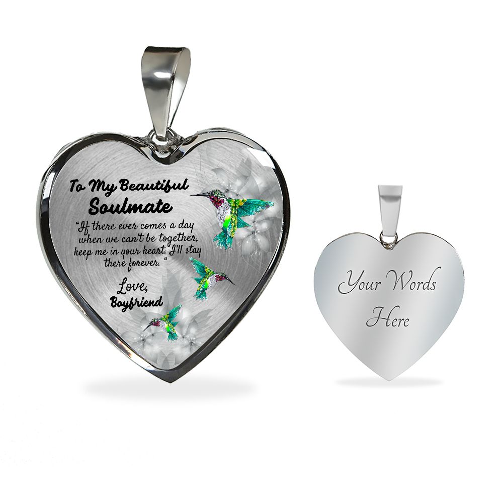 To My Beautiful Soulmate Heart Necklace Birthday Gift, Christmas Gift From Boyfriend
