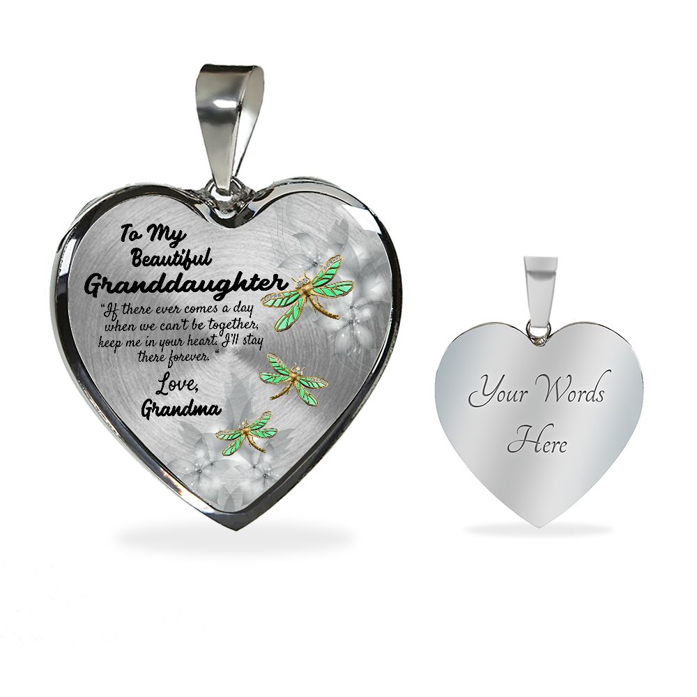 To My Granddaughter Heart Necklace Birthday Gift, Christmas Gift From Grandma