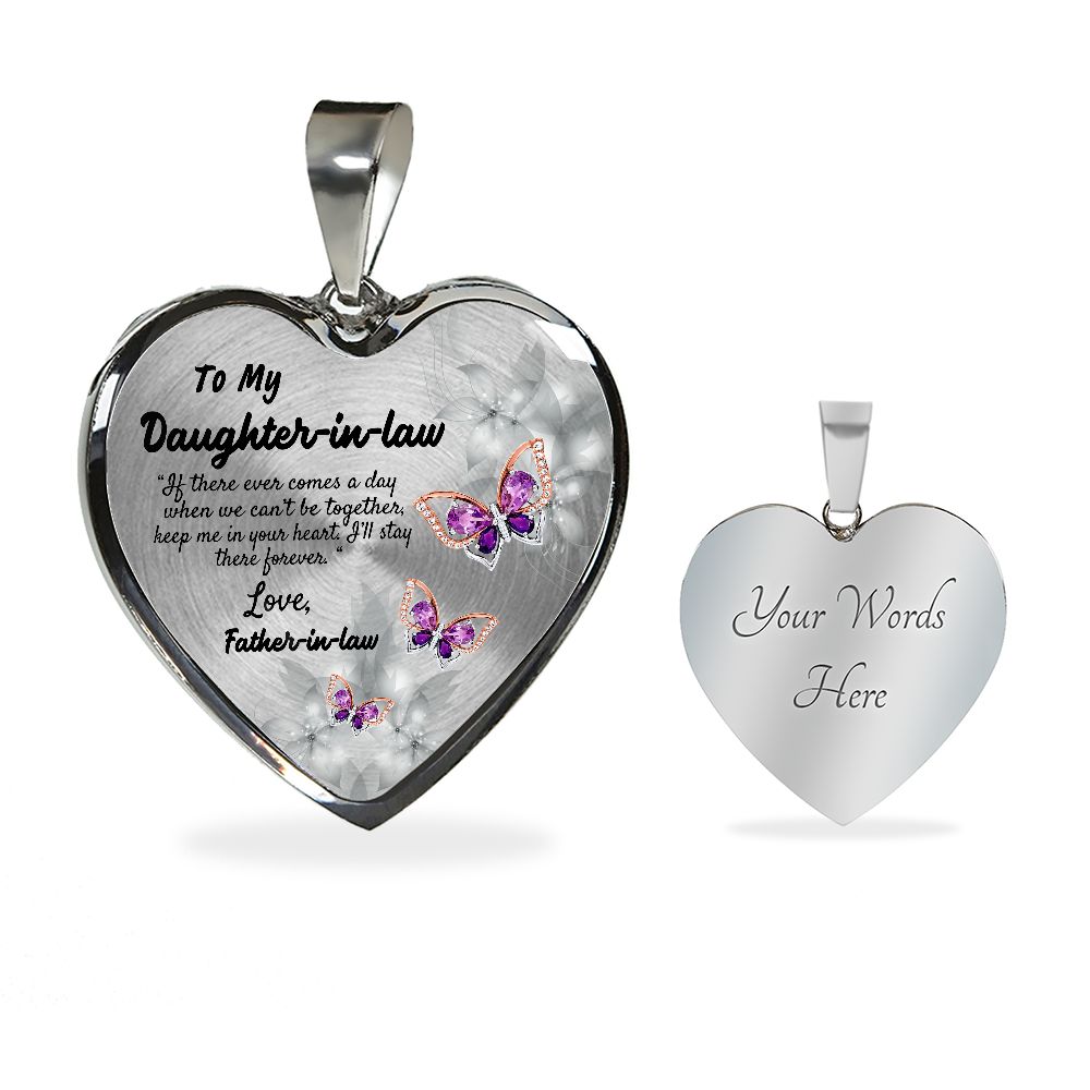 To My Daughter-in-law Heart Necklace Christmas Gift, Birthday Gift From Father-in-law