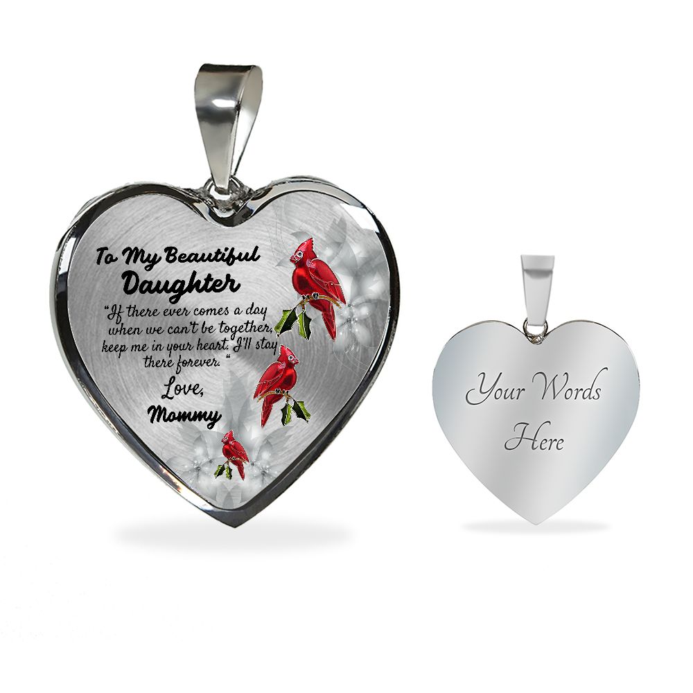 To My Beautiful Daughter Heart Necklace Birthday Gift, Christmas Gift From Mommy
