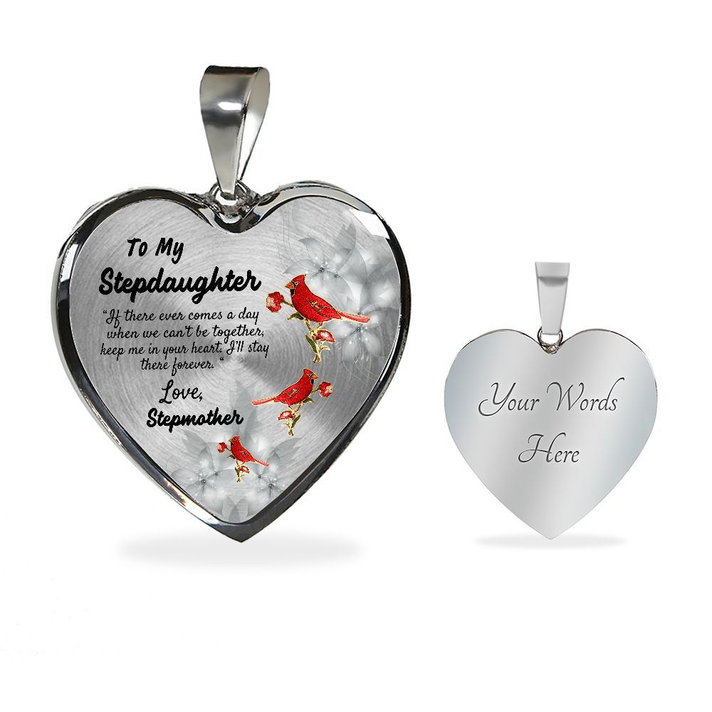 To My Stepdaughter Heart Necklace Birthday Gift, Christmas Gift From Stepmother