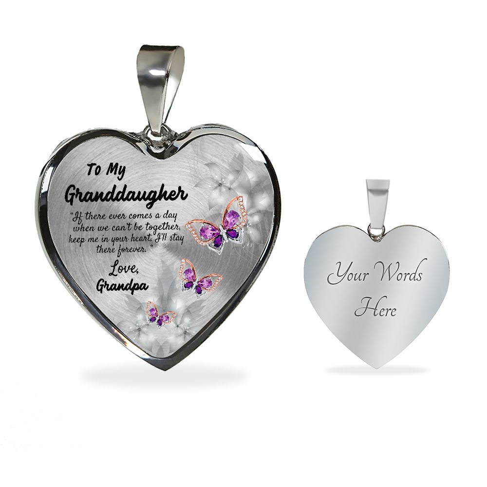 To My Granddaughter Heart Necklace Christmas Gift, Birthday Gift From Grandpa