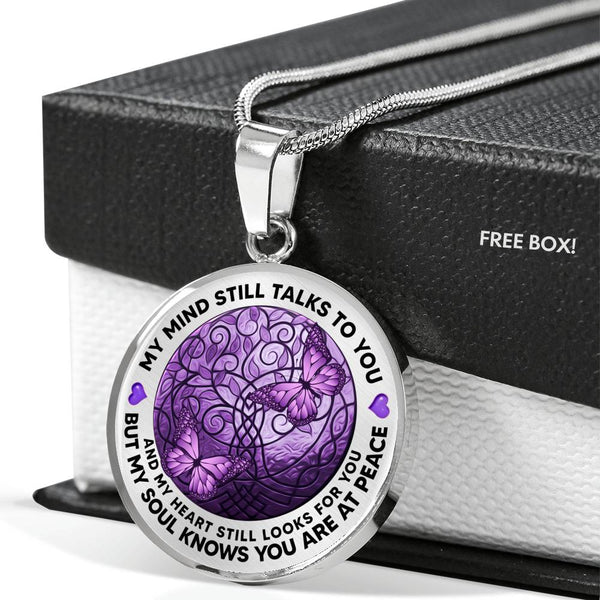AG1308023 My Mind Still Talks To You Purple Butterflies Tree Of Life  Luxury Necklace with Back Engraving