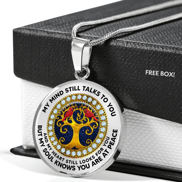 JL2407115 My Mind Still Talks To You Red Cardinals And Golden Tree Of Life With Galaxy Luxury Necklace with Back Engraving