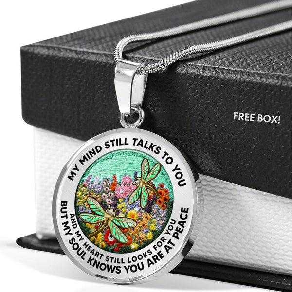AG2508057 My Mind Still Talks To You Dragonflies Flower Luxury Necklace with Back Engraving