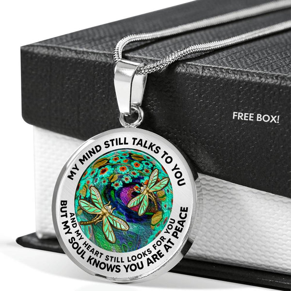 AG2608051 My Mind Still Talks To You Dragonflies Flower Luxury Necklace with Back Engraving