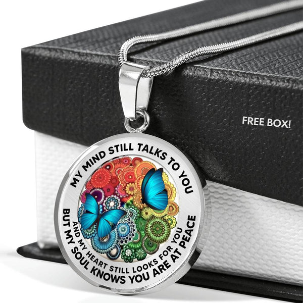 AG2408026 My Mind Still Talks To You Blue Butterflies Four Seasons Flower Luxury Necklace with Back Engraving
