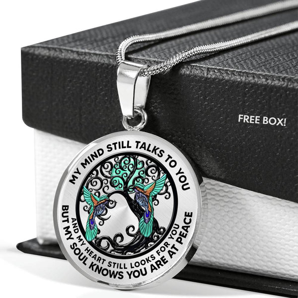 AG0408093 My Mind Still Talks To You Hummingbirds Black Tree Of Life And Moon Luxury Necklace with Back Engraving