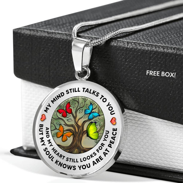 My Mind Still Talks To You Butterfly Colorful Tree Of Life PT0054 Luxury Necklace with Back Engraving