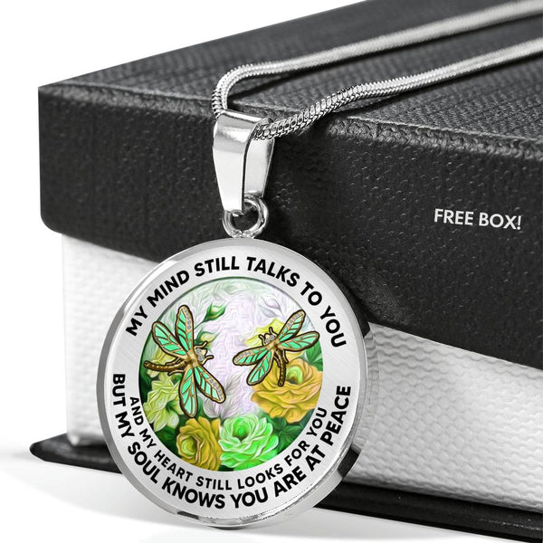 AG2208066 My Mind Still Talks To You Dragonflies Flower  Luxury Necklace with Back Engraving