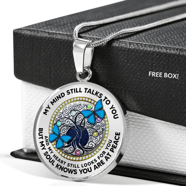 JL2207039 My Mind Blue Butterflies Silver Tree Of Life With Birthstone Luxury Necklace with Back Engraving