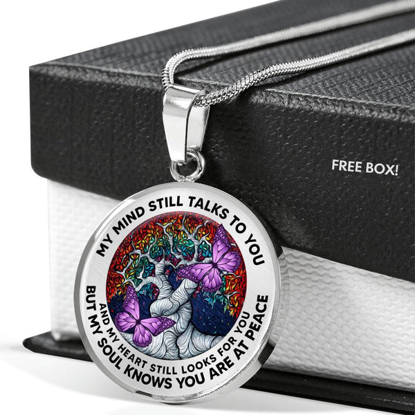 AG2008029 My Mind Still Talks To You Purple Butterflies Rainbow Tree Of Life  Luxury Necklace with Back Engraving