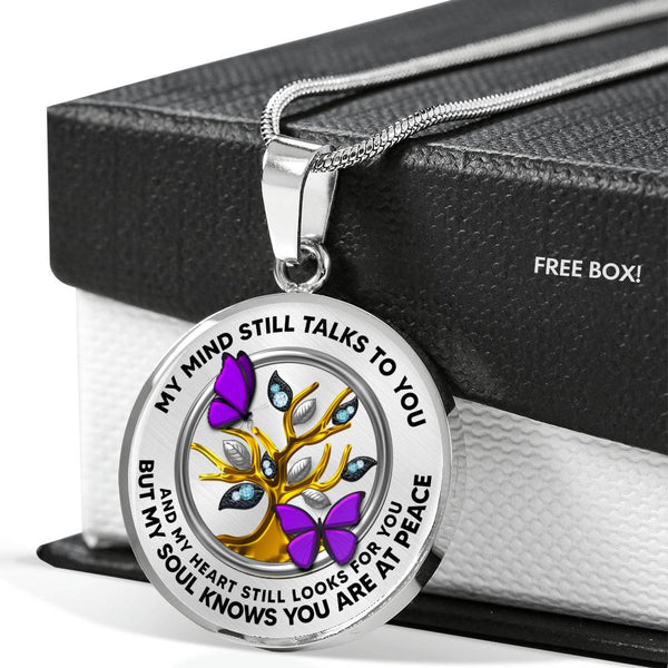 JL2207030 My Mind Purple Butterflies Gold Diamond Tree Of Life  Luxury Necklace with Back Engraving