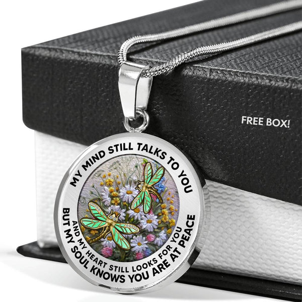 AG2908075 My Mind Still Talks To You Dragonflies Flower Luxury Necklace with Back Engraving