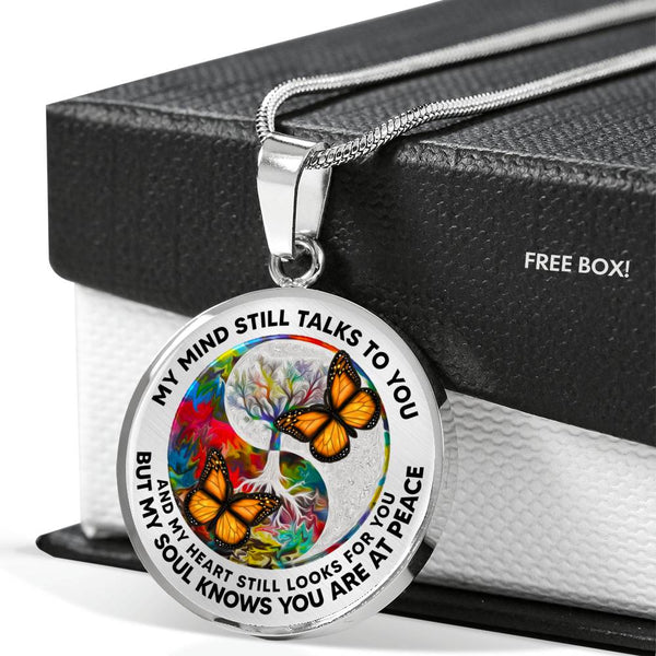 AG2108009 My Mind Still Talks To You Orange Monarch Butterflies Yin Yang Tree Of Life  Luxury Necklace with Back Engraving