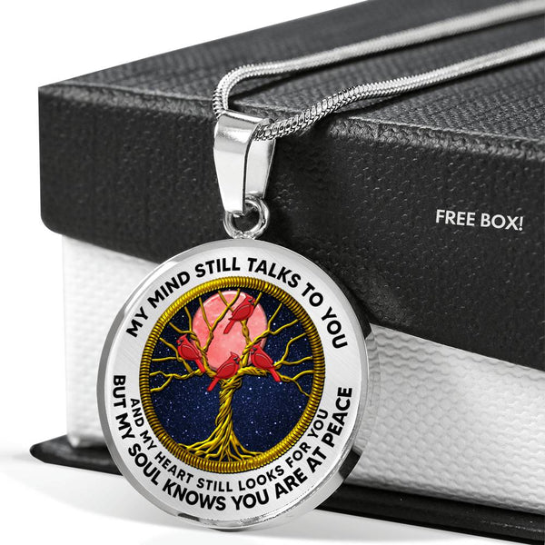 AG0608094 My Mind Still Talks To You Red Cardinals Gold Moon Tree Of Life And Galaxy Luxury Necklace with Back Engraving