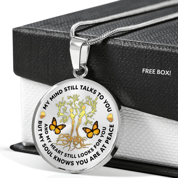My Mind Still Talks To You Butterfly Golden Circle Tree Of Life PT0038 Luxury Necklace with Back Engraving