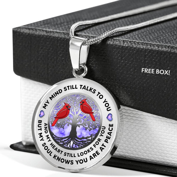 My Mind Still Talks To You Bird Purple Circle Tree Of Life v4 PT0024 Luxury Necklace with Back Engraving