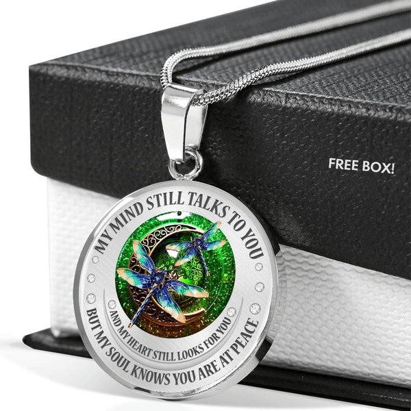 My Mind Still Talks To You Blue Dragonflies Celtic Tree Of Life And Moon SP1909049 Luxury Necklace with Back Engraving