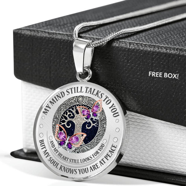 My Mind Still Talks To You Purple Butterflies Celtic Tree Of Life SP1909029 Luxury Necklace with Back Engraving