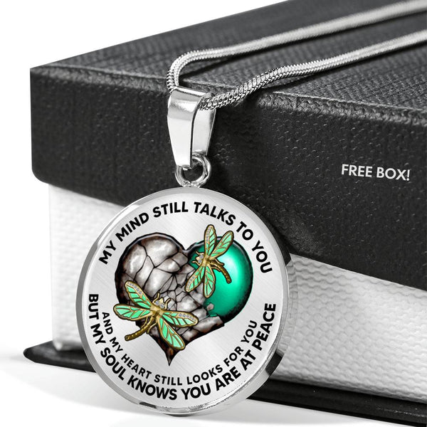 SP0109048 My Mind Still Talks To You Dragonflies Broken Heart Luxury Necklace with Back Engraving