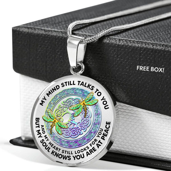AG0408085 My Mind Still Talks To You Golden Dragonflies Metal Celtic Knot Tree Of Life Luxury Necklace with Back Engraving