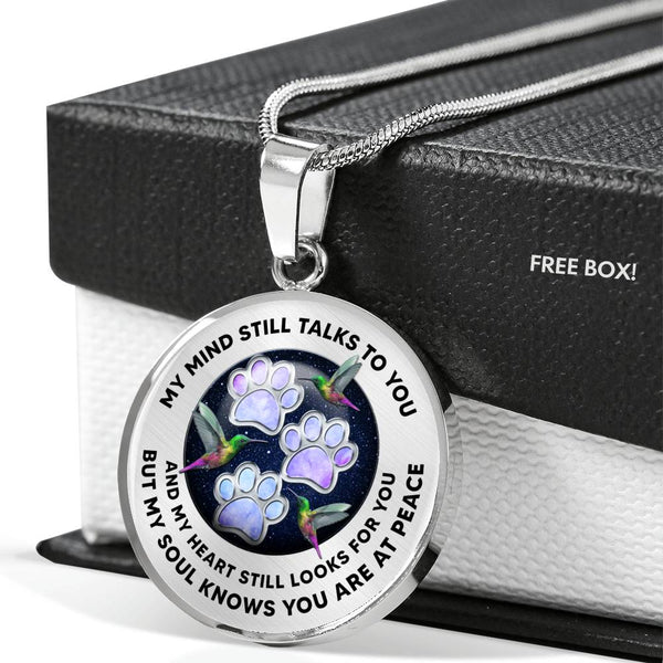 JL1707031 My Mind Green Hummingbirds Silver Colorful Paws And Galaxy Luxury Necklace with Back Engraving