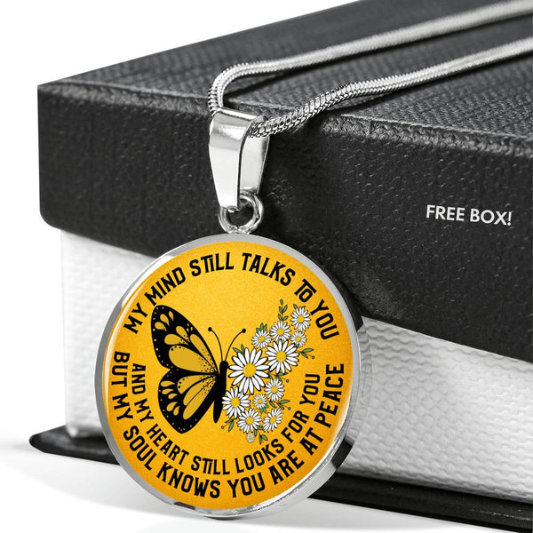 DAI06 Butterfly Daisy Flowers NE01 My Mind Still Talks To You Luxury Necklace with Back Engraving