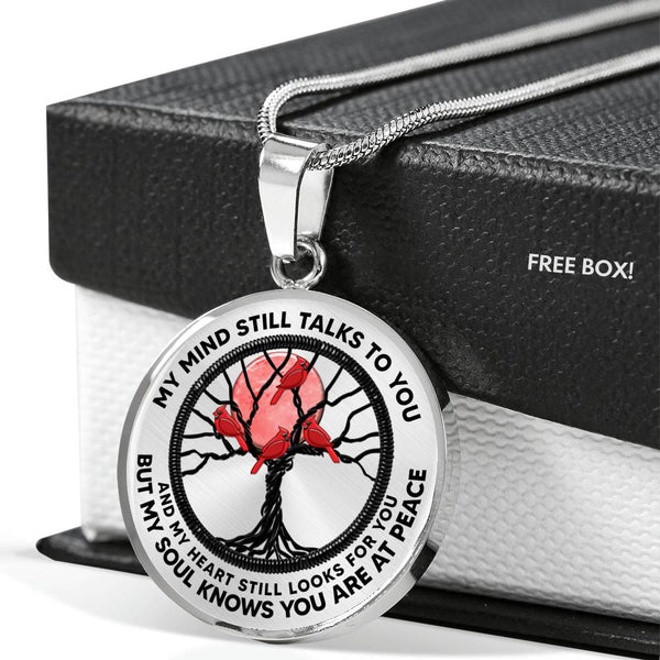 AG0608093 My Mind Still Talks To You Red Cardinals Black Moon Tree Of Life Luxury Necklace with Back Engraving