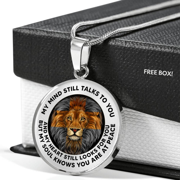 KT310708 My Mind Still Talks To You Father Lion Luxury Necklace with Back Engraving