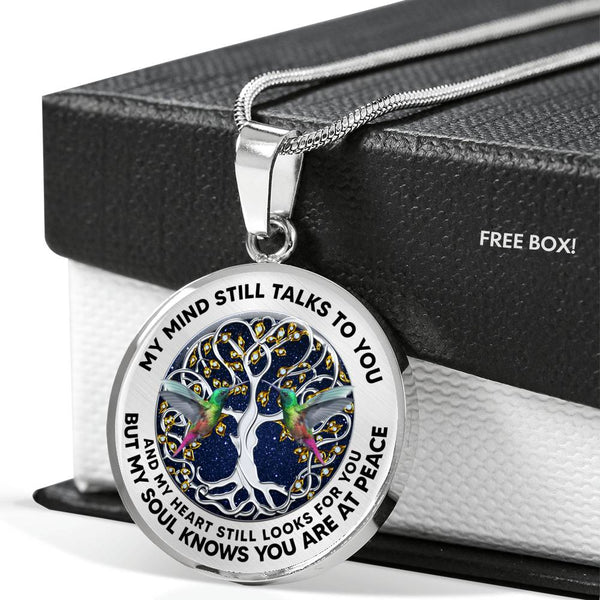 JL2407121 My Mind Still Talks To You Green Hummingbirds Silver Celtic Tree Of Life And Galaxy Luxury Necklace with Back Engraving