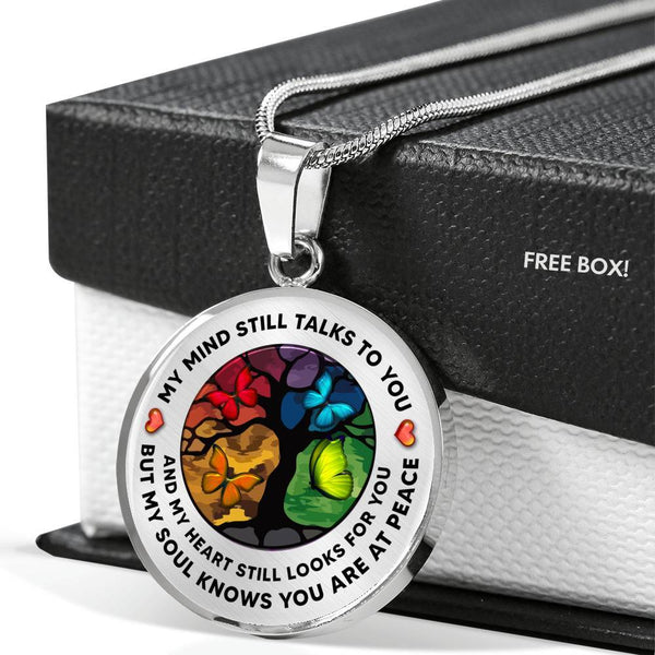 My Mind Still Talks To You Butterfly Colorful Tree Of Life PT0053 Luxury Necklace with Back Engraving