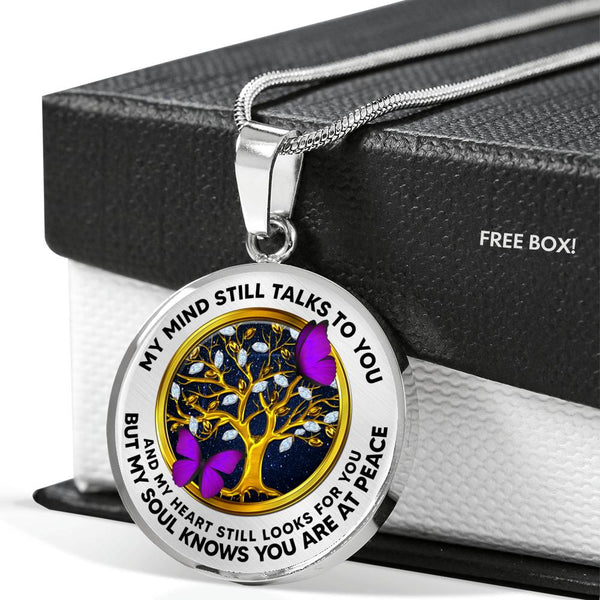 JL2307017 My Mind Purple Butterflies Golden Tree Of Life And Galaxy Luxury Necklace with Back Engraving